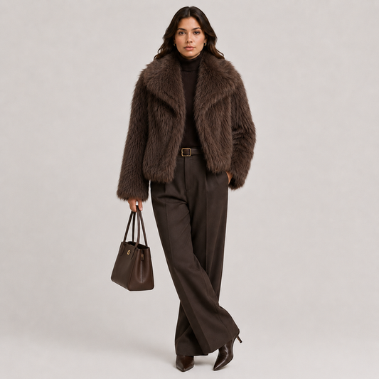 Women's Faux Fur Jacket UK – Warm Winter Elegant Outerwear | The Xanthe | Huna