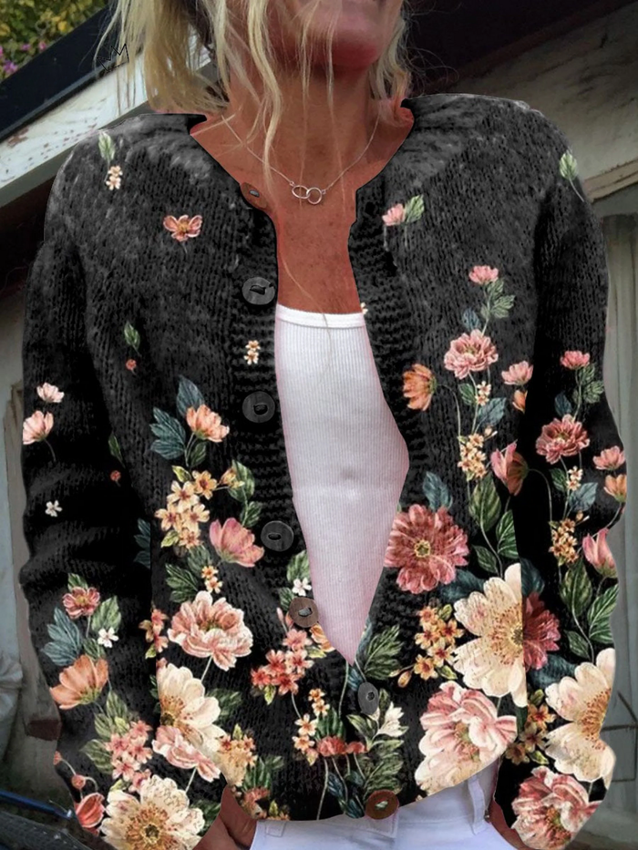 Women's Floral Print Casual Cardigan UK – The Ianthe | Huna
