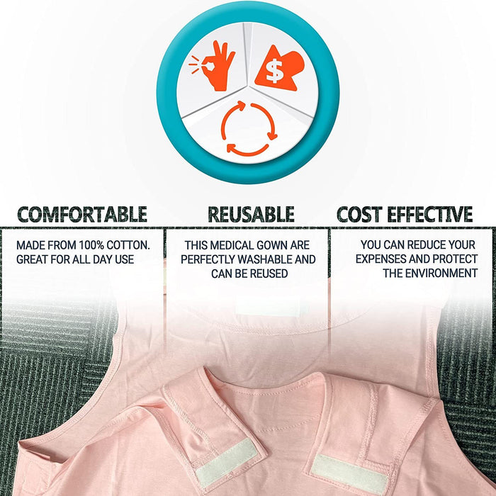 Women's Pink Hospital Gown – 100% Cotton, Large Size