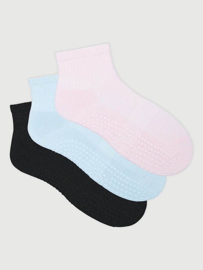 Women's Quarter Crew Grip Socks 3 Pack
