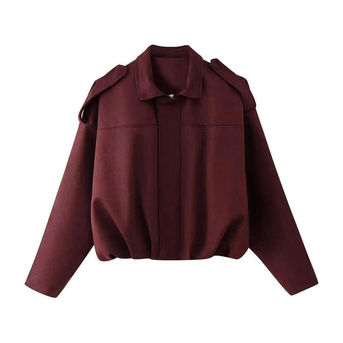 Women's Suede Bomber Jacket UK – Oversized Zip Front | The Tallis | Huna