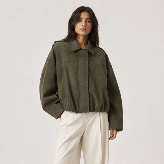 Women's Relaxed Fit Suede Jacket Timeless Refined Outerwear 0