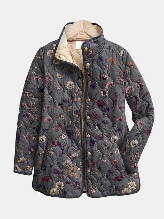 Women's Vintage Floral Quilted Jacket UK – Hip-Length Spring Fall | The Perdita | Huna