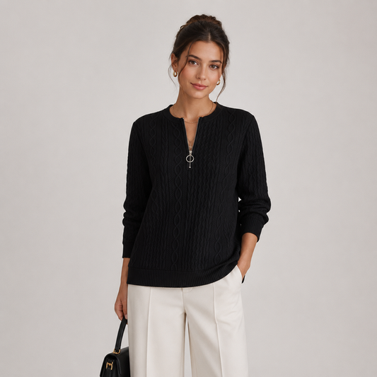 Women's Lightweight Sweater Zip Collar Long Sleeve Knitwear 0