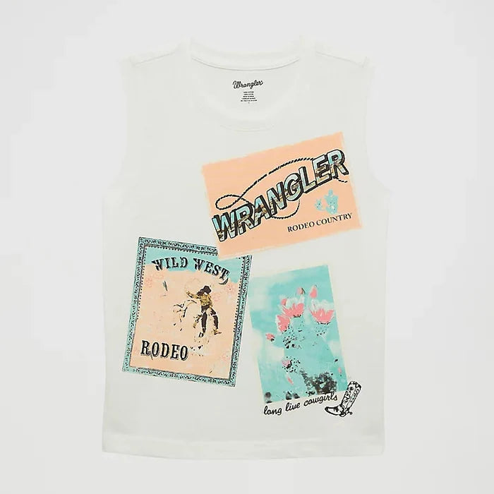 Wrangler Girl's Western Graphic Tank Top in White