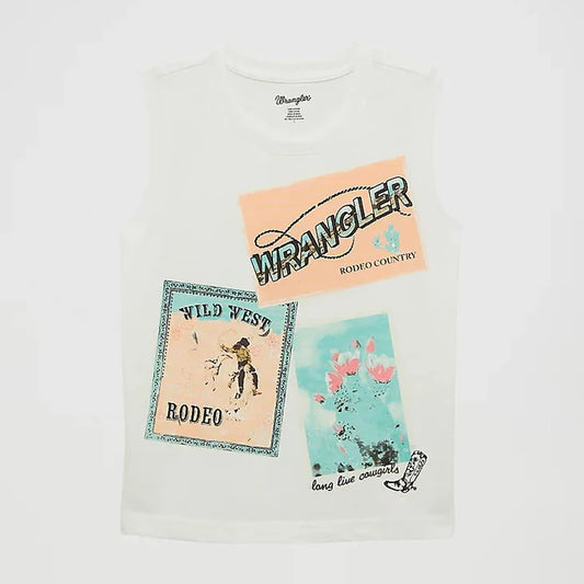 Wrangler Girl's Western Graphic Tank Top in White