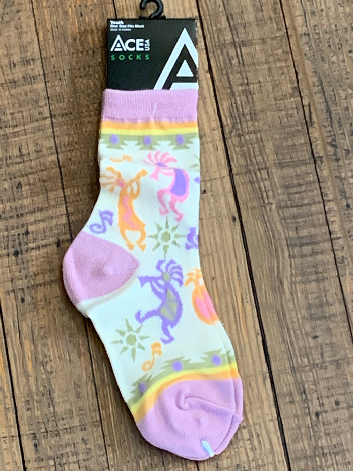 Youth Purple Kokopelli Socks; SK247Y