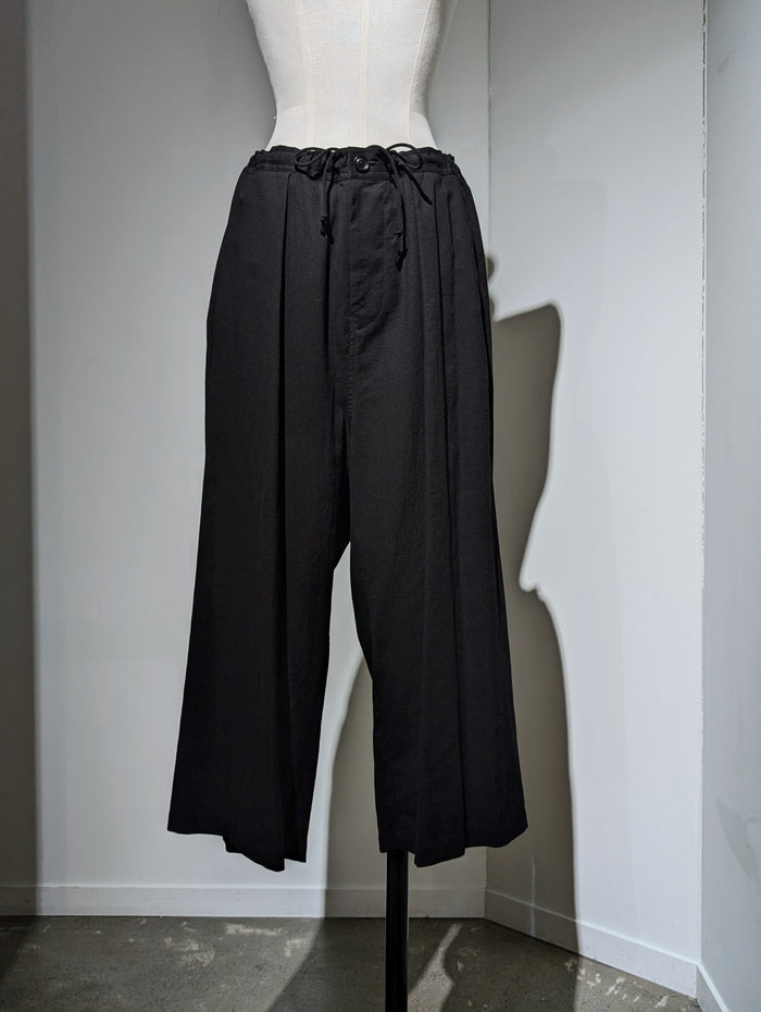 Y's　COTTON VOILE VIYELLA FRONT TUCK WIDE PANTS