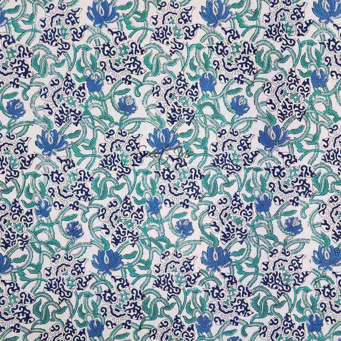 Paisley Paradise Block Print Cotton Tablecloth Square, Emerald Bay - Sweet Us